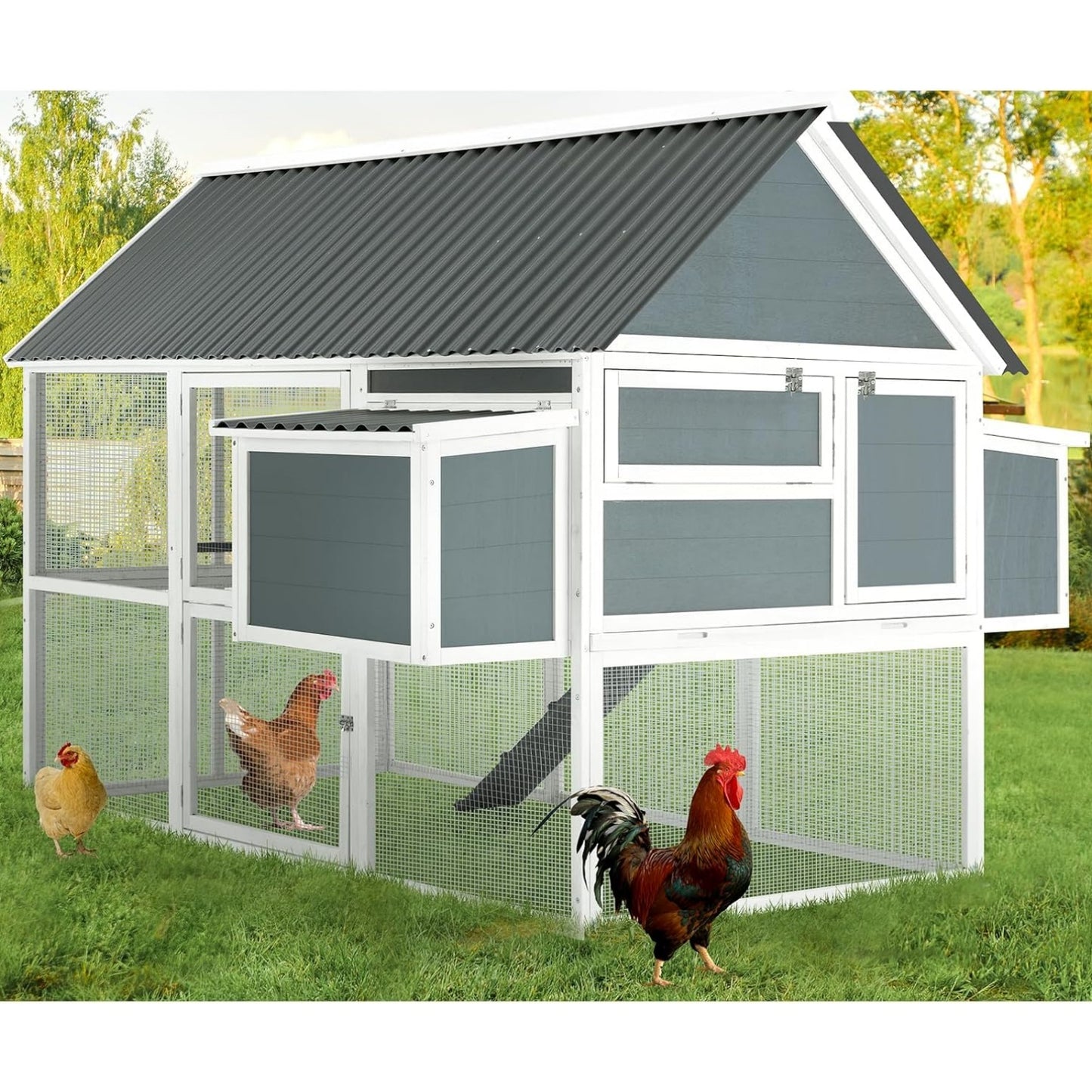 YODOLLA 84" Chicken Coop with Run, Wooden Chicken House