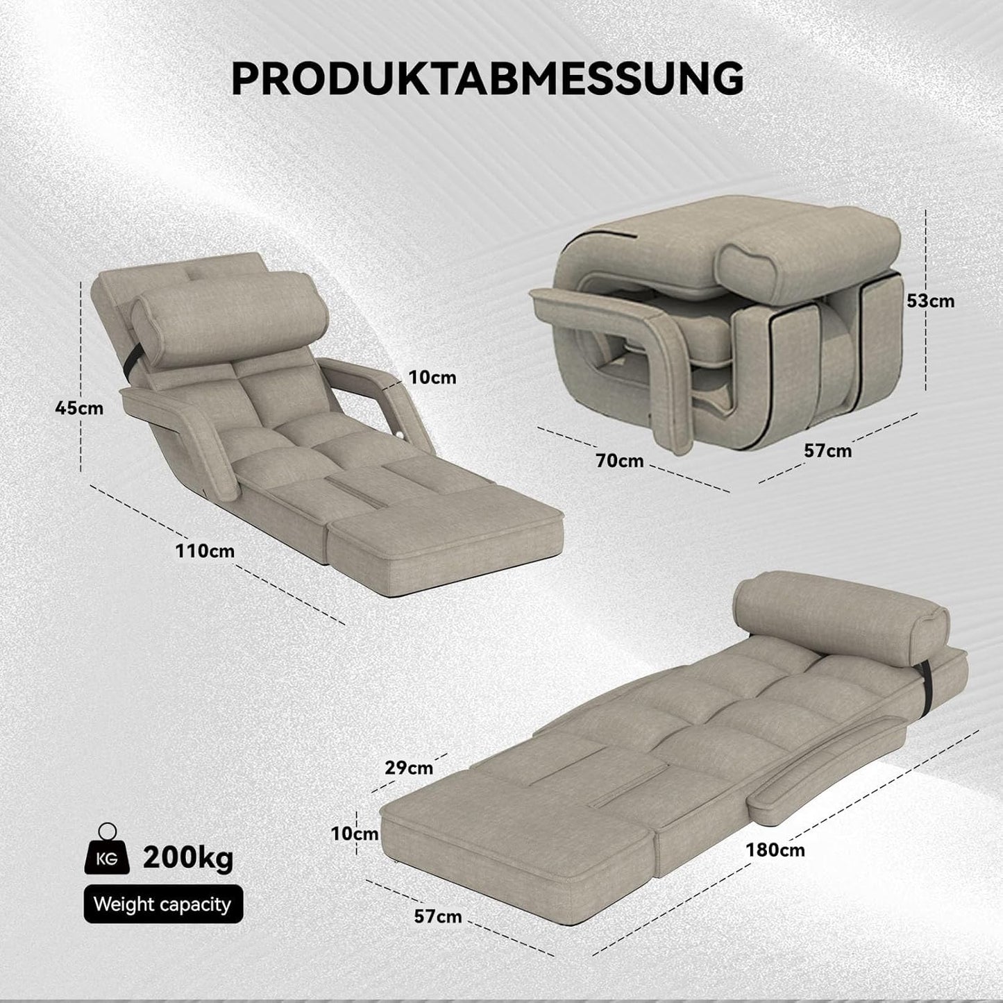YODOLLA Folding Floor Chair, Small Sofa with Adjustable Backrest and Footrest