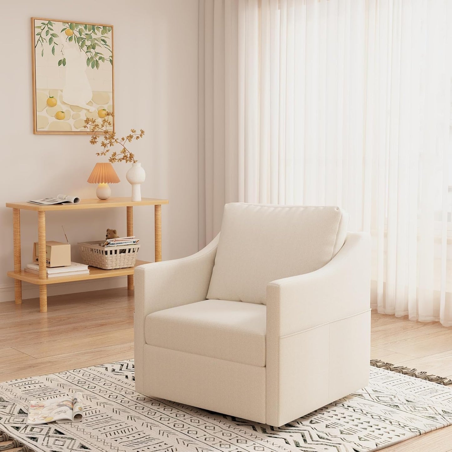 YODOLLA Swivel Armchair Fabric Accent Chair Nursery Rocking Chairs