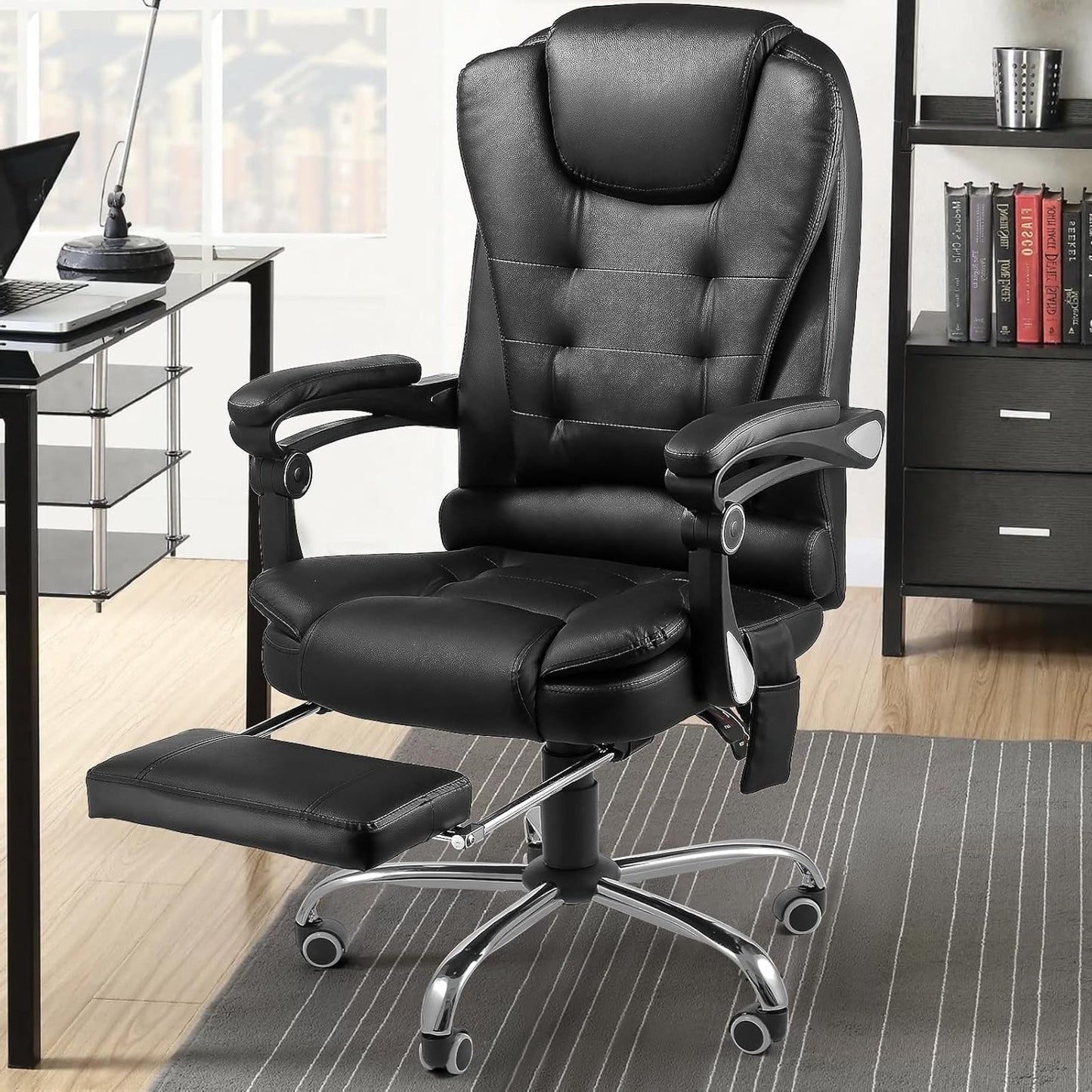 YODOLLA Adjustable Office Chair with Foot Rest, Heat and 7 Points Vibration Massage