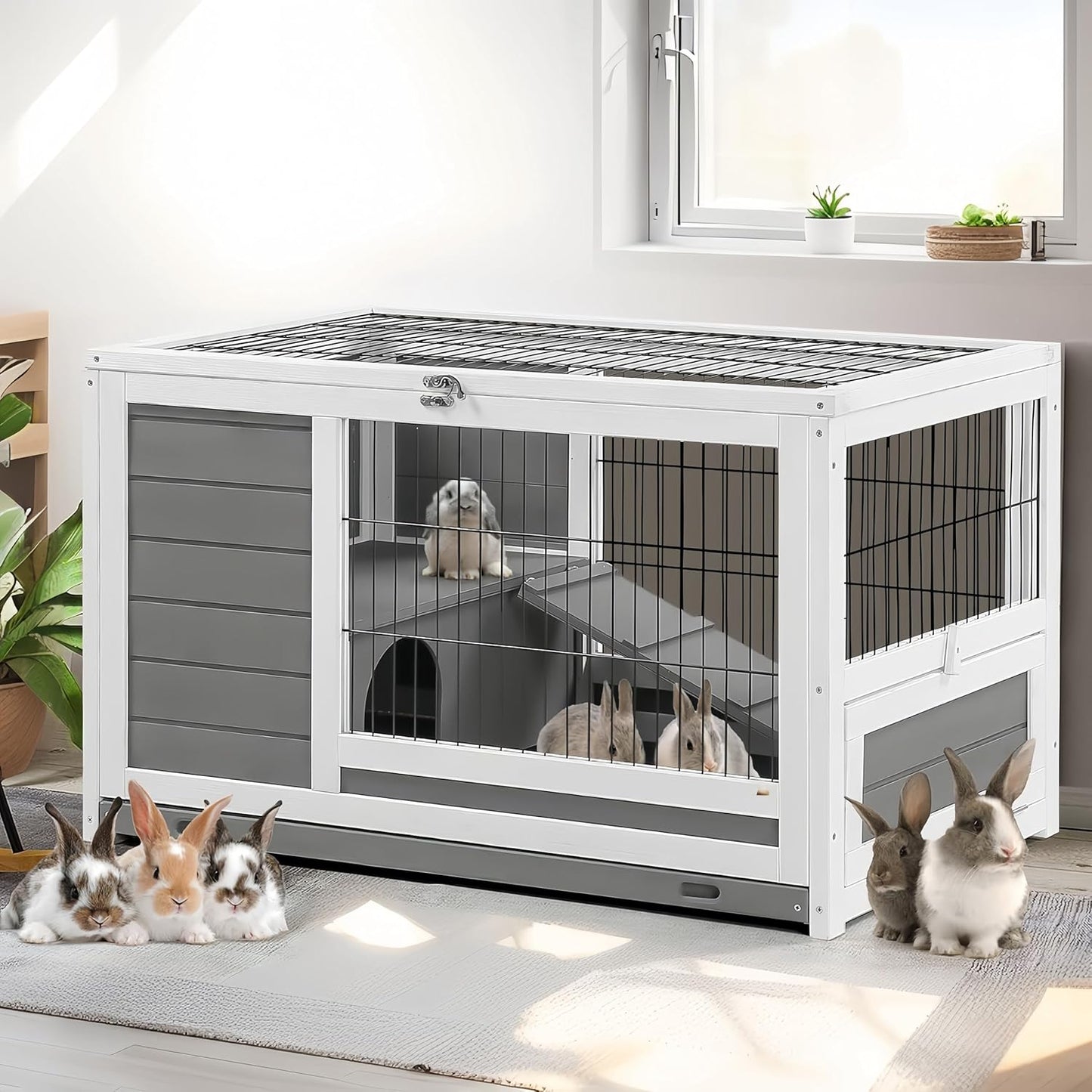 YODOLLA 35.4" Rabbit Hutch Pet House Guinea Pig House Rabbit Cage