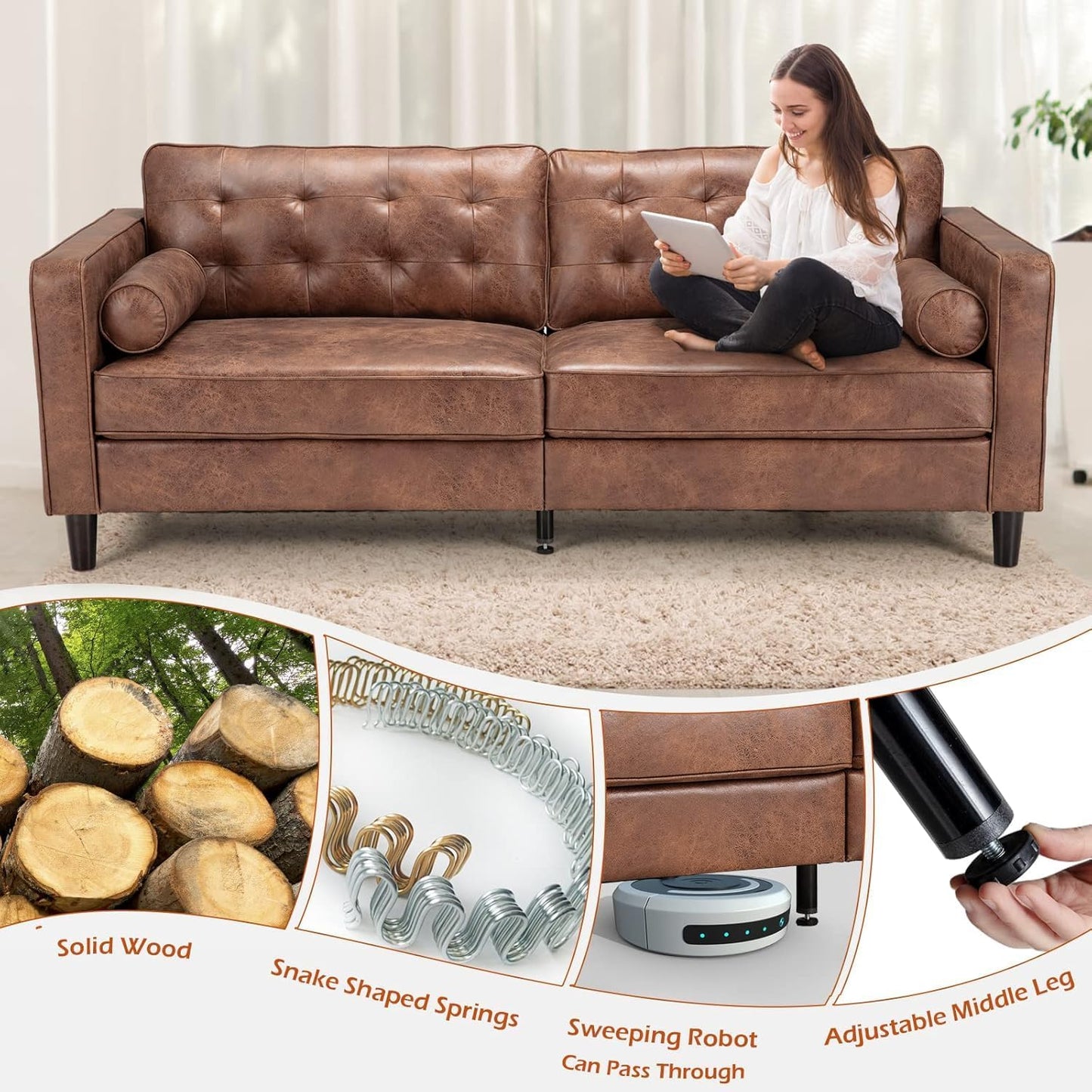 YODOLLA 84.2" 3-Seats Large Sofa Couch Couch