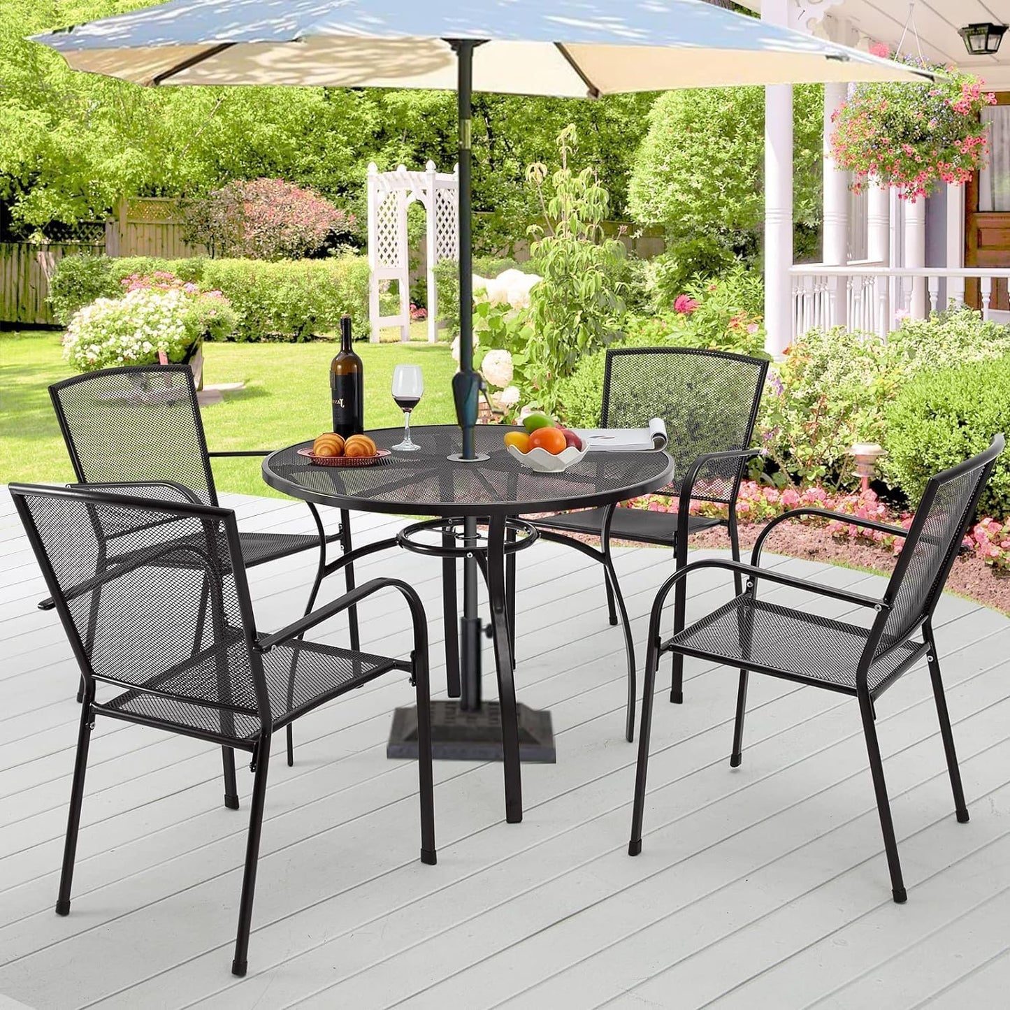 YODOLLA 5 Piece Outdoor Dining Sets with 1.73" Umbrella Hole
