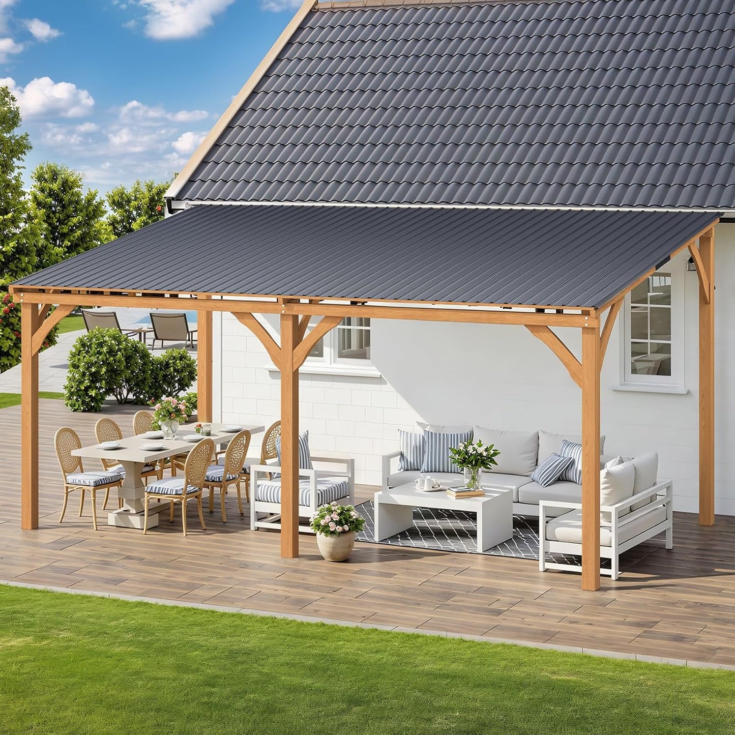 YODOLLA Wall Mounted Outdoor Wood Gazebo for Patio