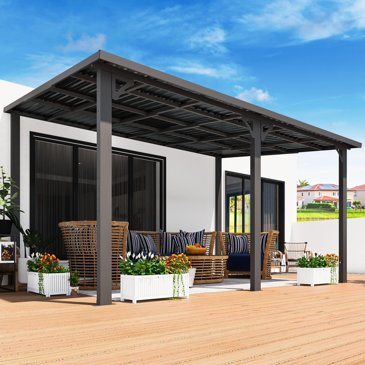 YODOLLA Lean To Metal Gazebo