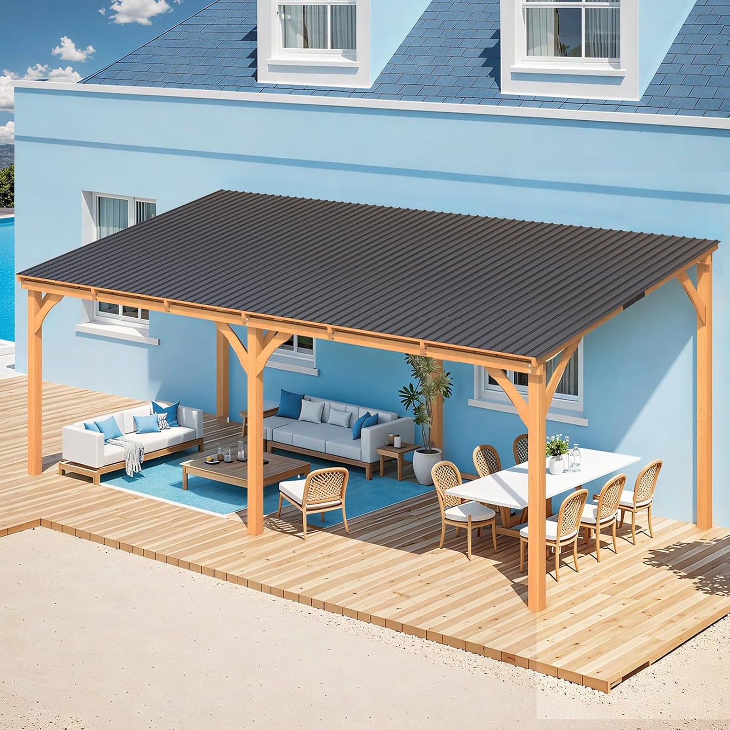 YODOLLA Wall Mounted Outdoor Wood Gazebo for Patio