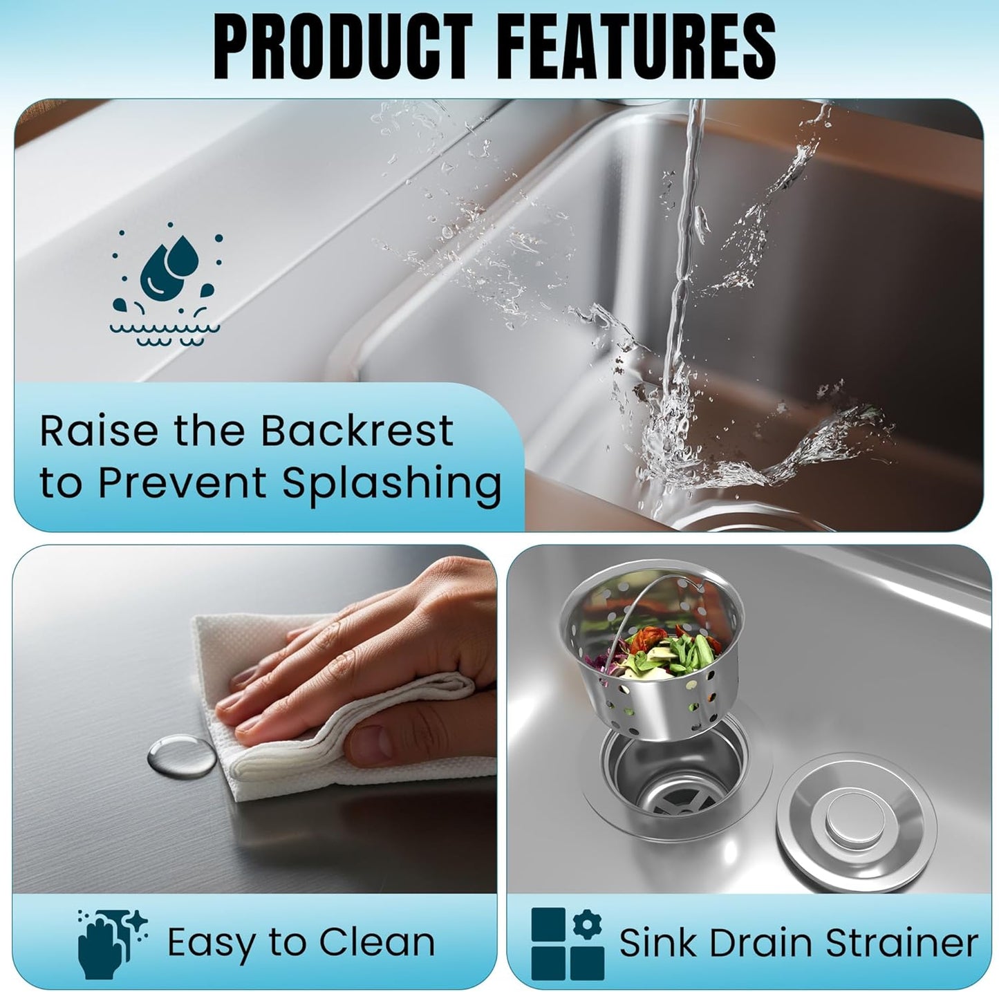 YODOLLA Stainless Steel Utility Sink Freestanding Outdoor Sink Station