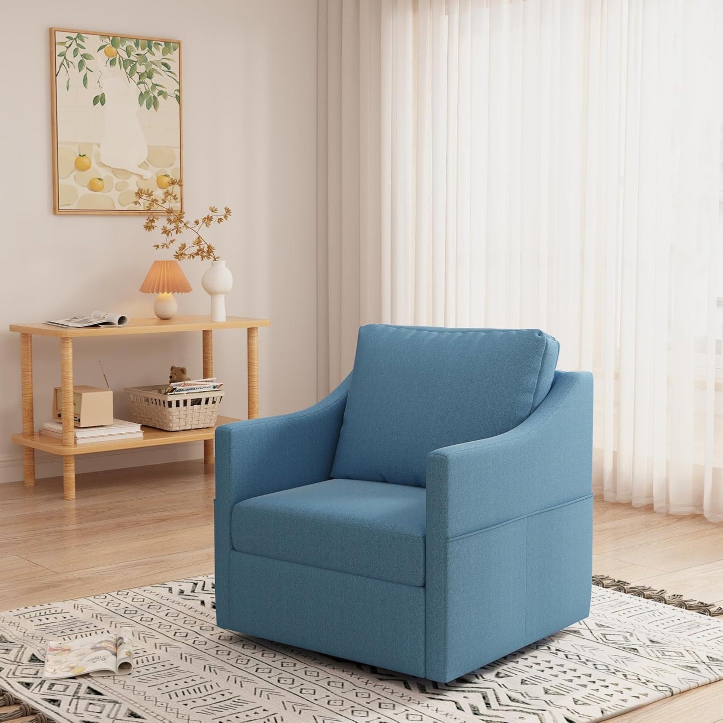 YODOLLA Swivel Armchair Fabric Accent Chair Nursery Rocking Chairs