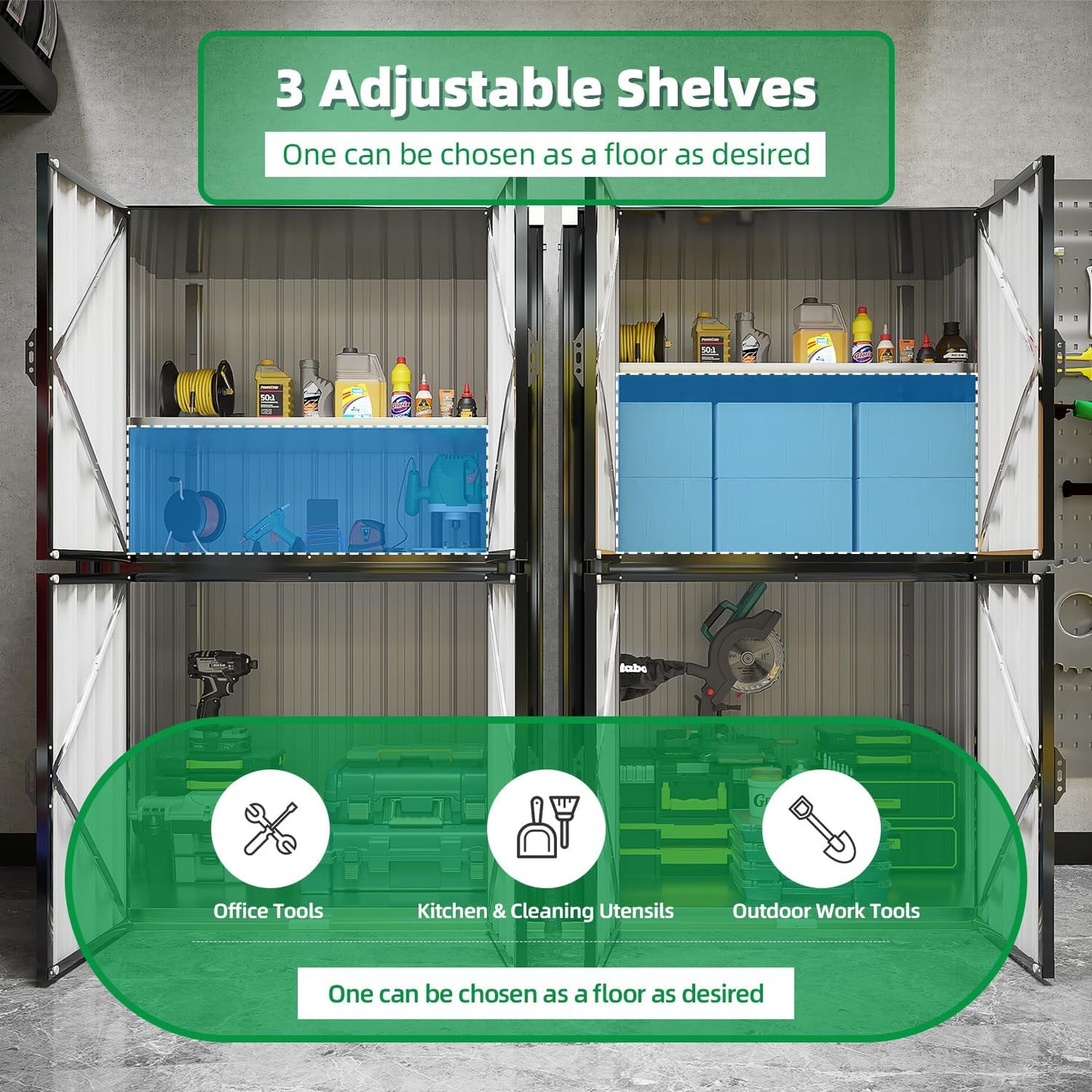 YODOLLA Outdoor Cabinet Outdoor Storage Cabinet, Gray