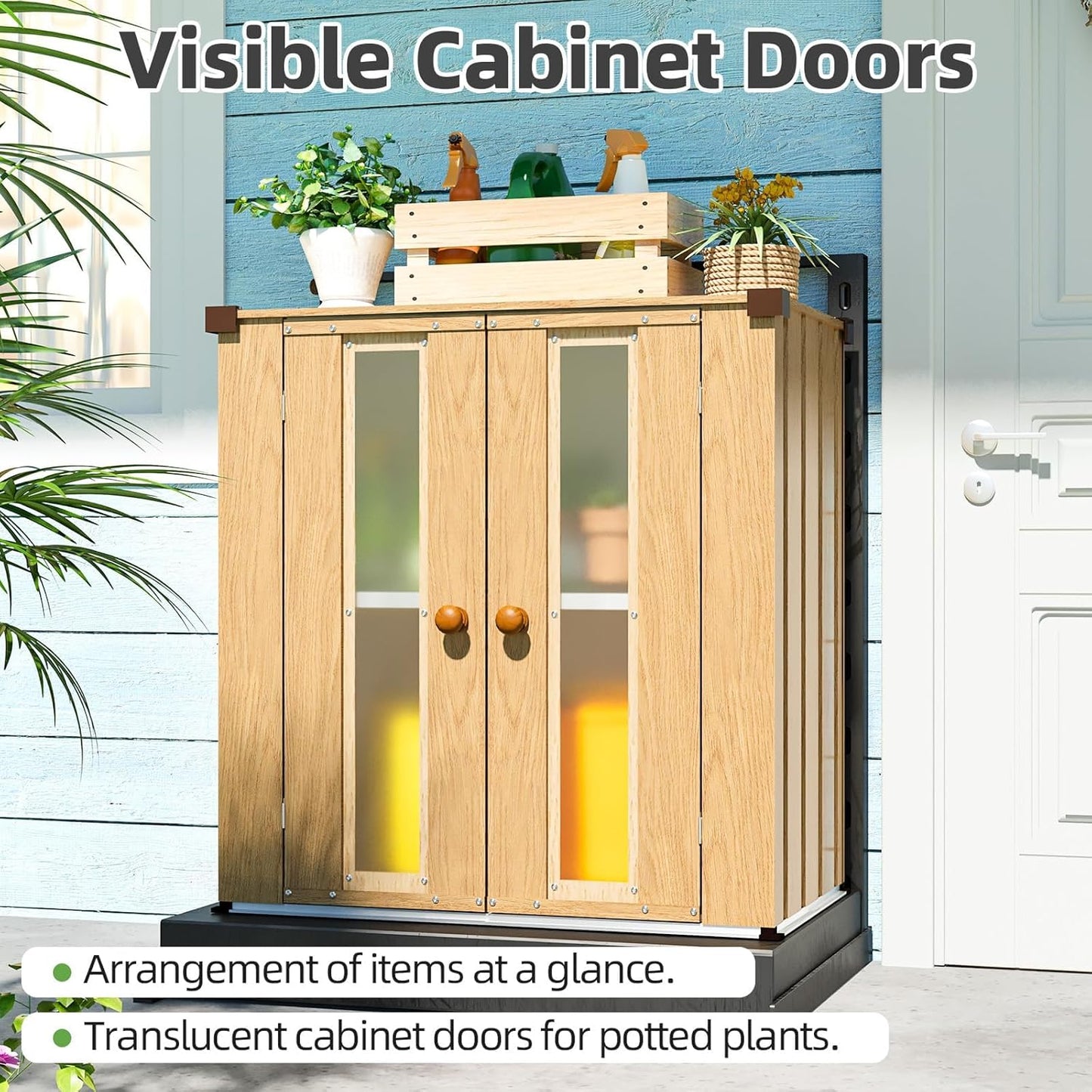 YODOLLA Outdoor Storage Cabinet Waterproof with Shelves, Deck Box