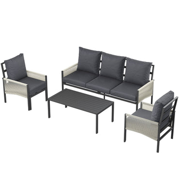 YODOLLA Aluminum Patio Furniture Set Outdoor Sectional Couch with Coffee Central Table