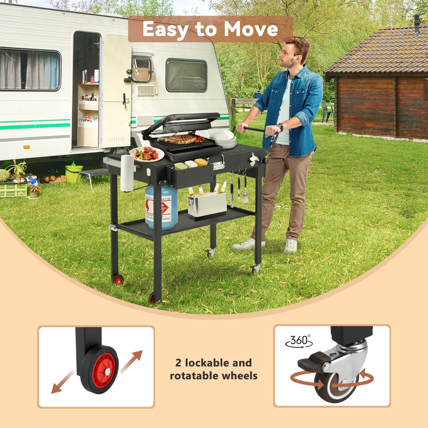 YODOLLA Blackstone Griddle Grill Cart Portable Folding Grill Dining Table