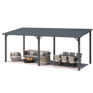 YODOLLA 20' x 8' Hardtop Gazebo Pergola Heavy Duty Lean to Metal Pergolas and Gazebos