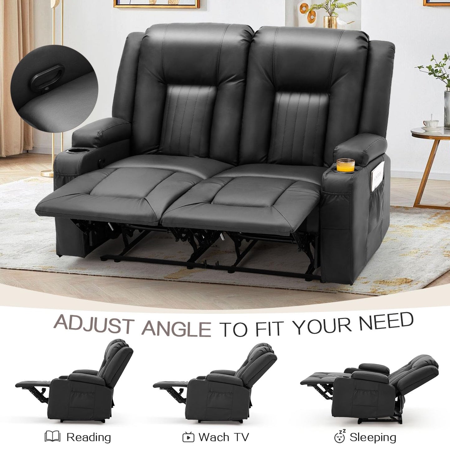 YODOLLA Double Recliner, Home Theater Seating