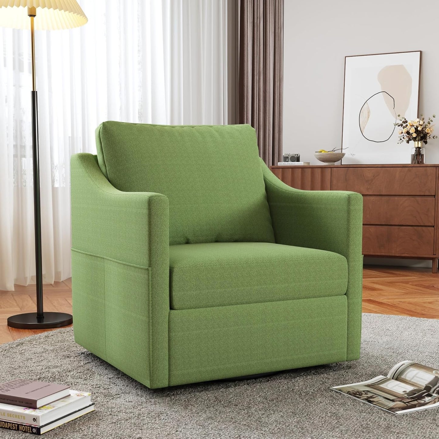 YODOLLA Swivel Armchair Fabric Accent Chair Nursery Rocking Chairs