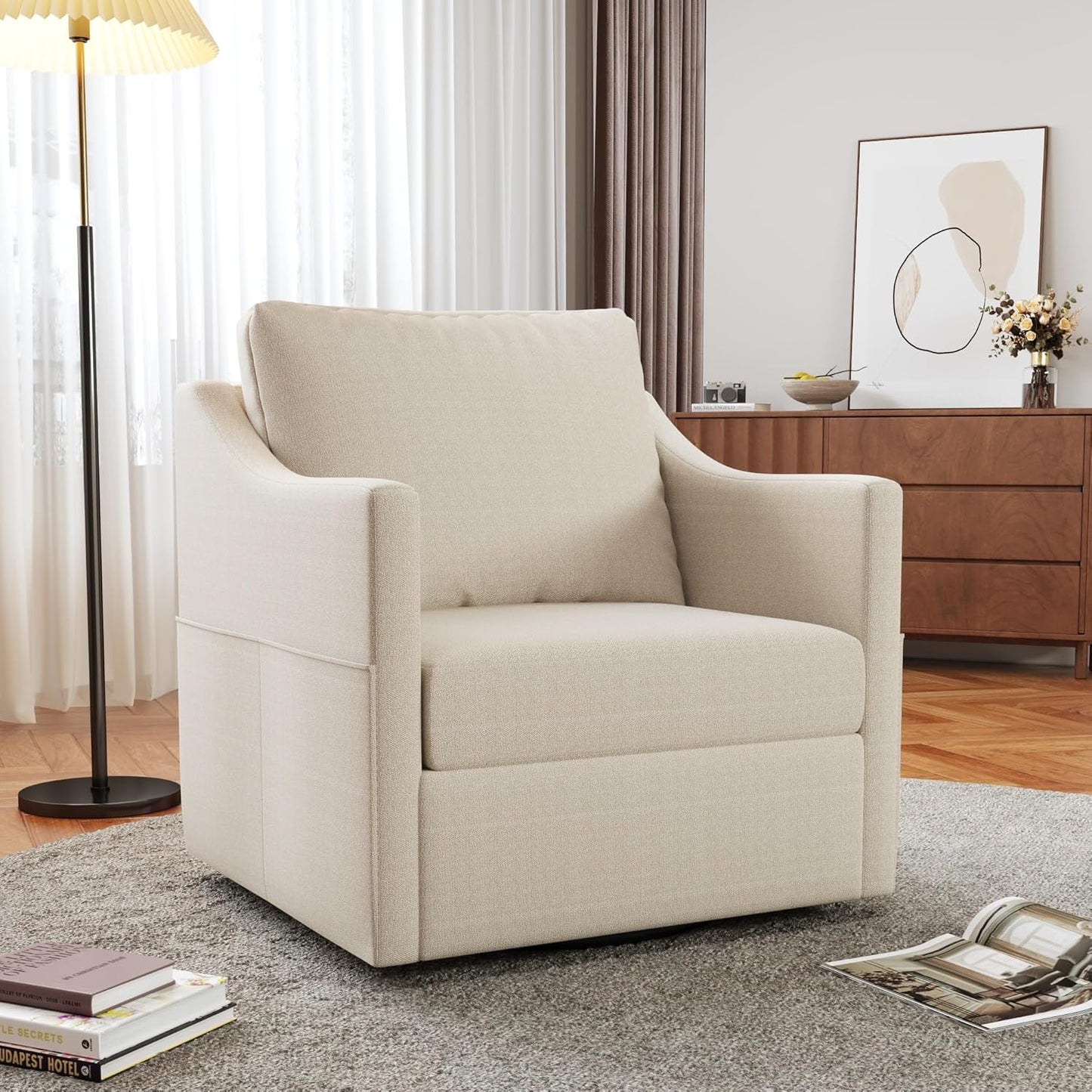 YODOLLA Swivel Armchair Fabric Accent Chair Nursery Rocking Chairs