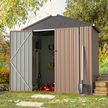 YODOLLA 6 x 4 FT Outdoor Storage Shed Lockable Bike Shed, Grey