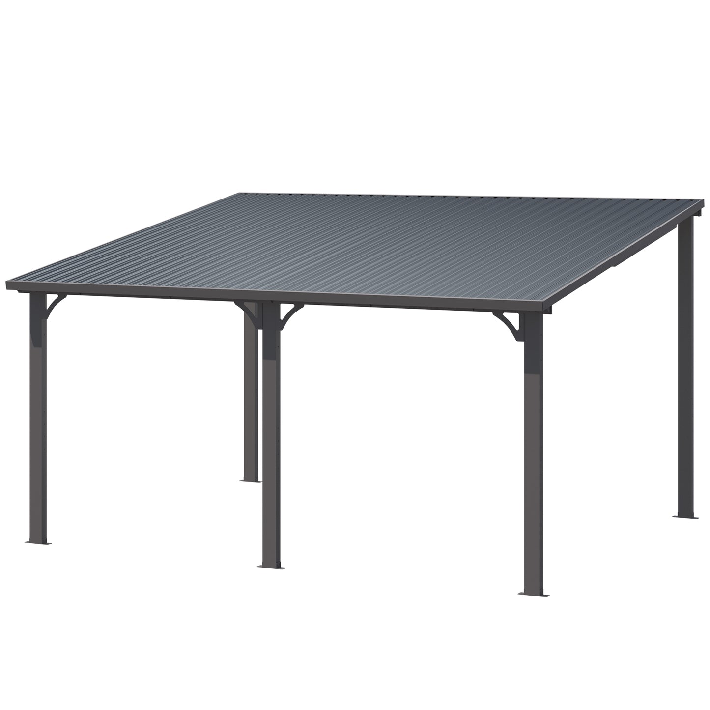 YODOLLA 14'x12' Pergola Hardtop Gazebo Outdoor Lean to Metal Pergolas and Gazebos