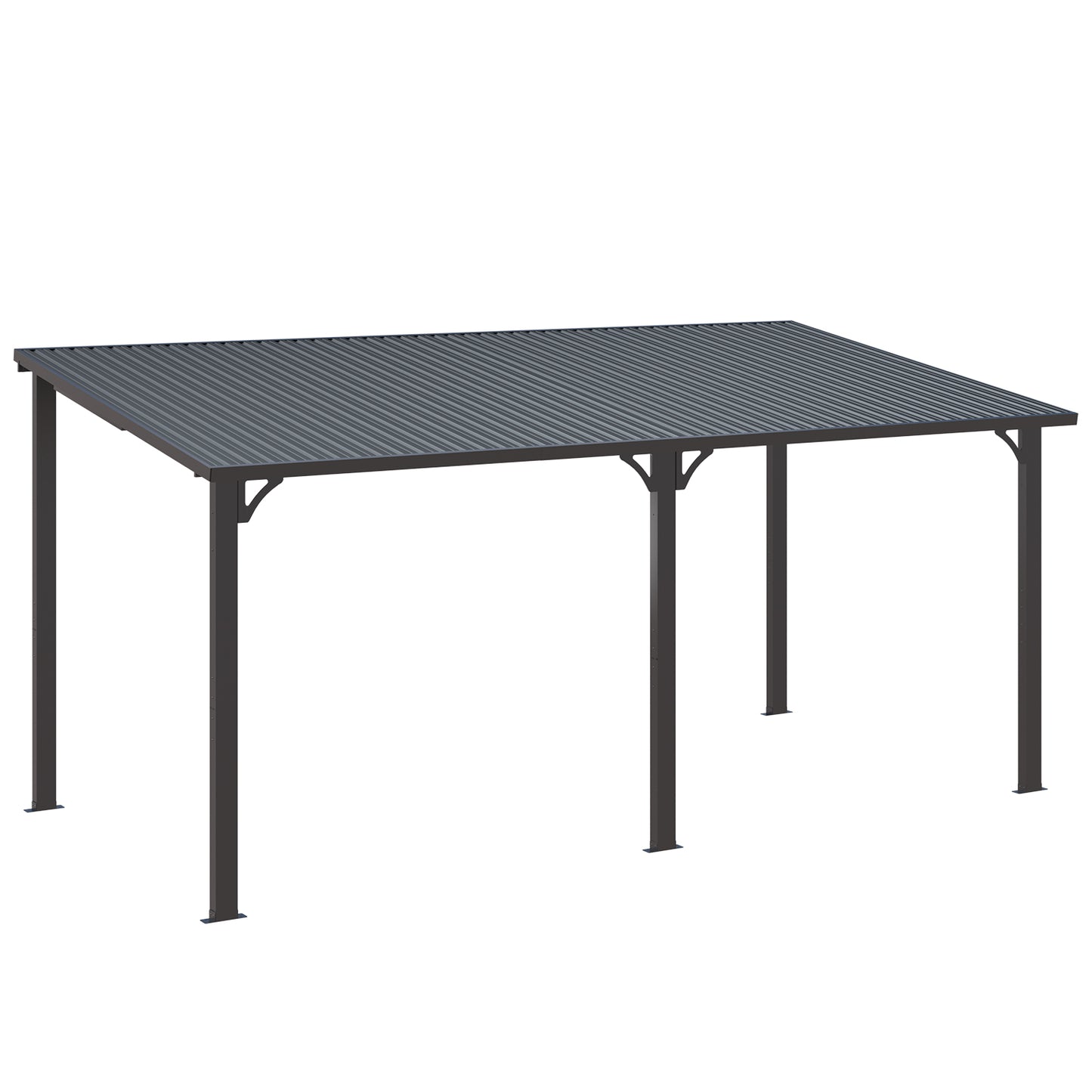 YODOLLA 16' x 8' Pergola Hardtop Gazebo Outdoor Lean to Metal Pergolas and Gazebos