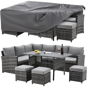 YODOLLA 90.5"x72.5"x27.5" Patio Furniture Set Cover Outdoor Table and Chair Set Covers, Gray