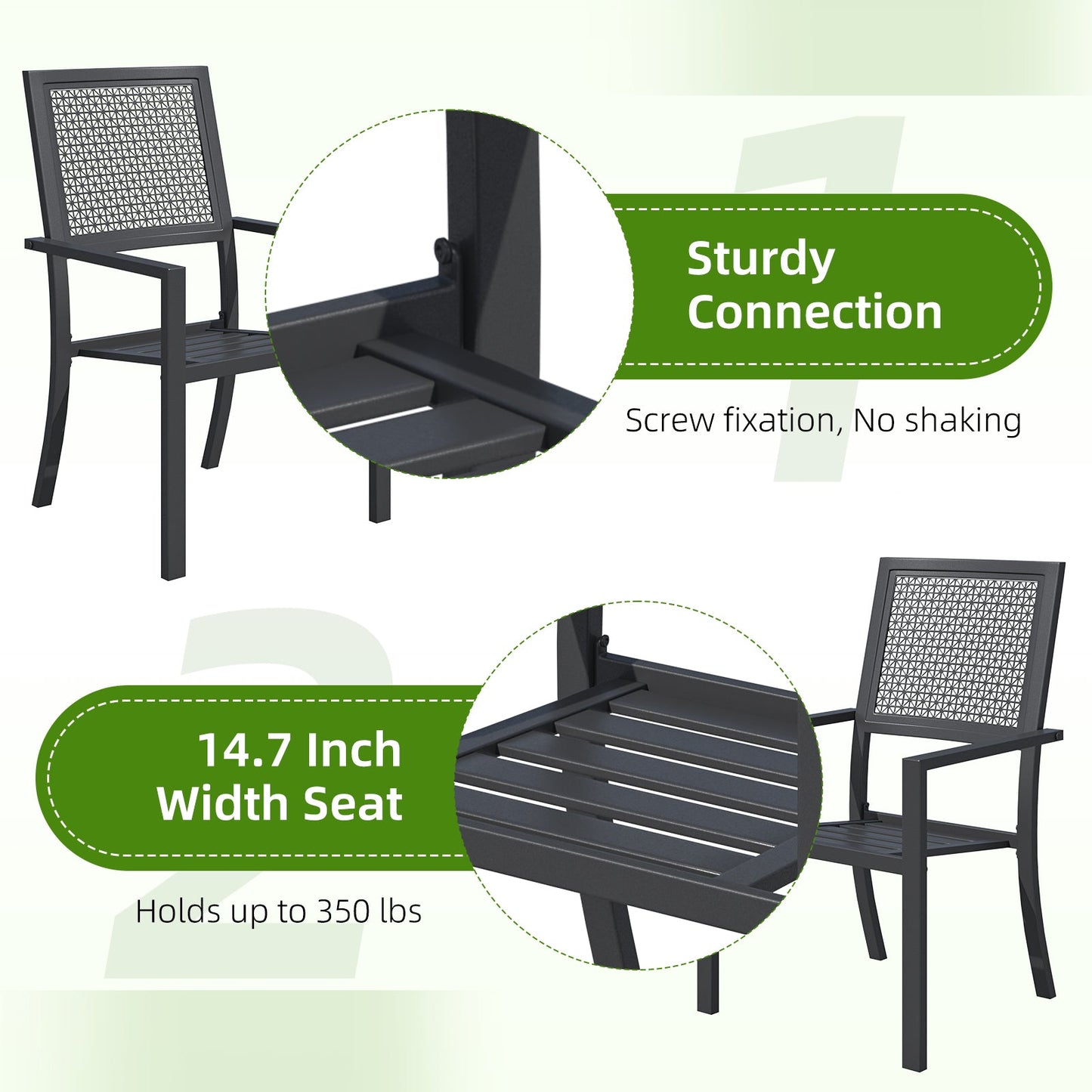 YODOLLA Outdoor Metal Dining Chairs, Set of 2