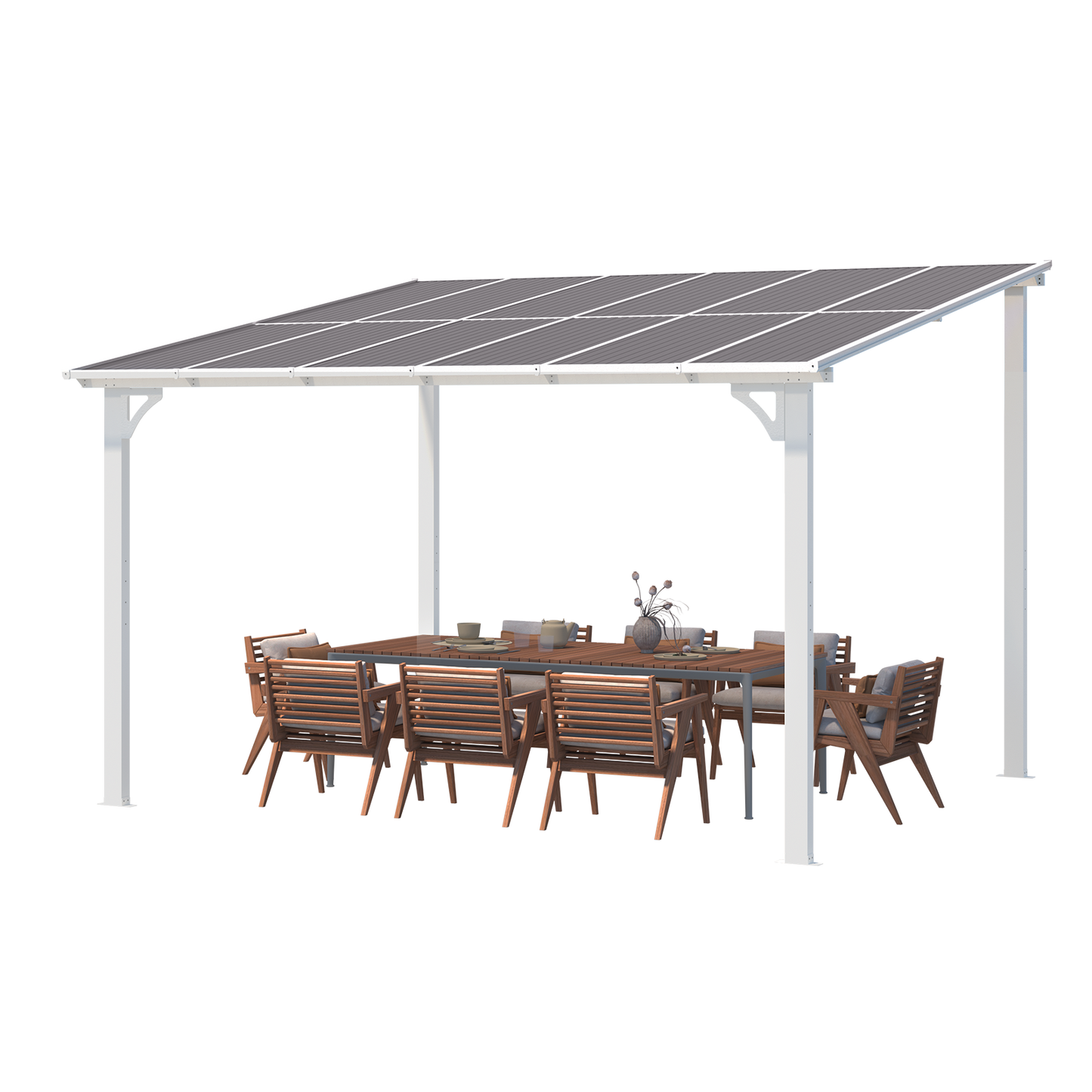 YODOLLA 12’ x 10’ Hard Top Lean to Gazebos Pergola, White