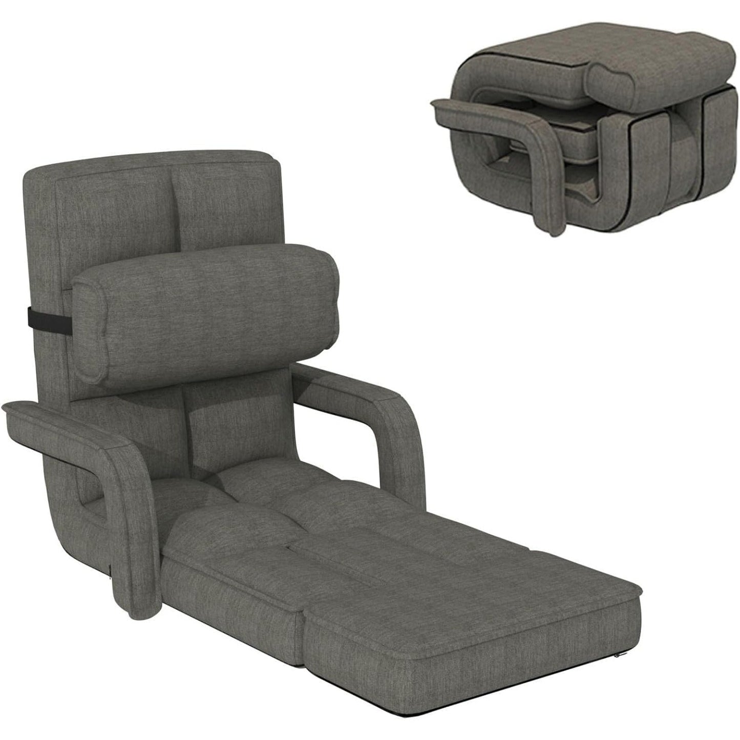 YODOLLA Folding Floor Chair, Small Sofa with Adjustable Backrest and Footrest