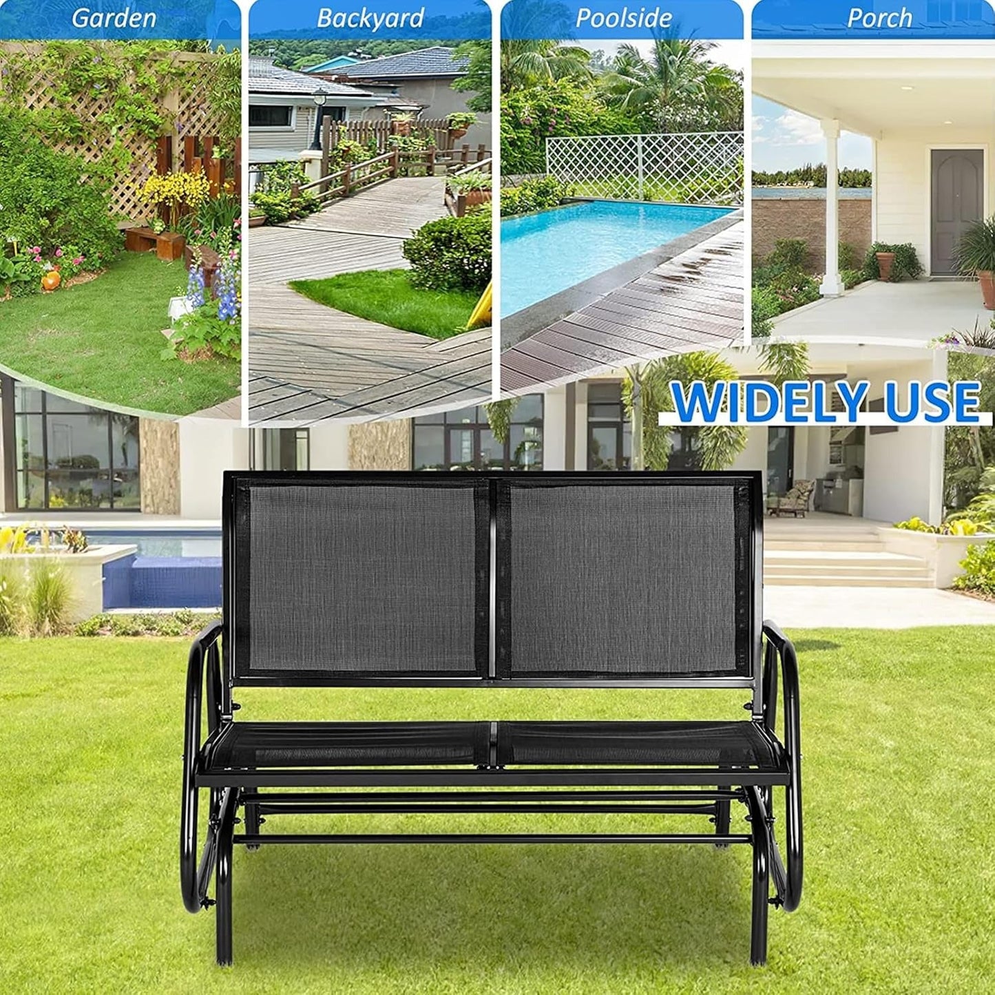 YODOLLA Outside Patio Glider Bench for 2 Persons