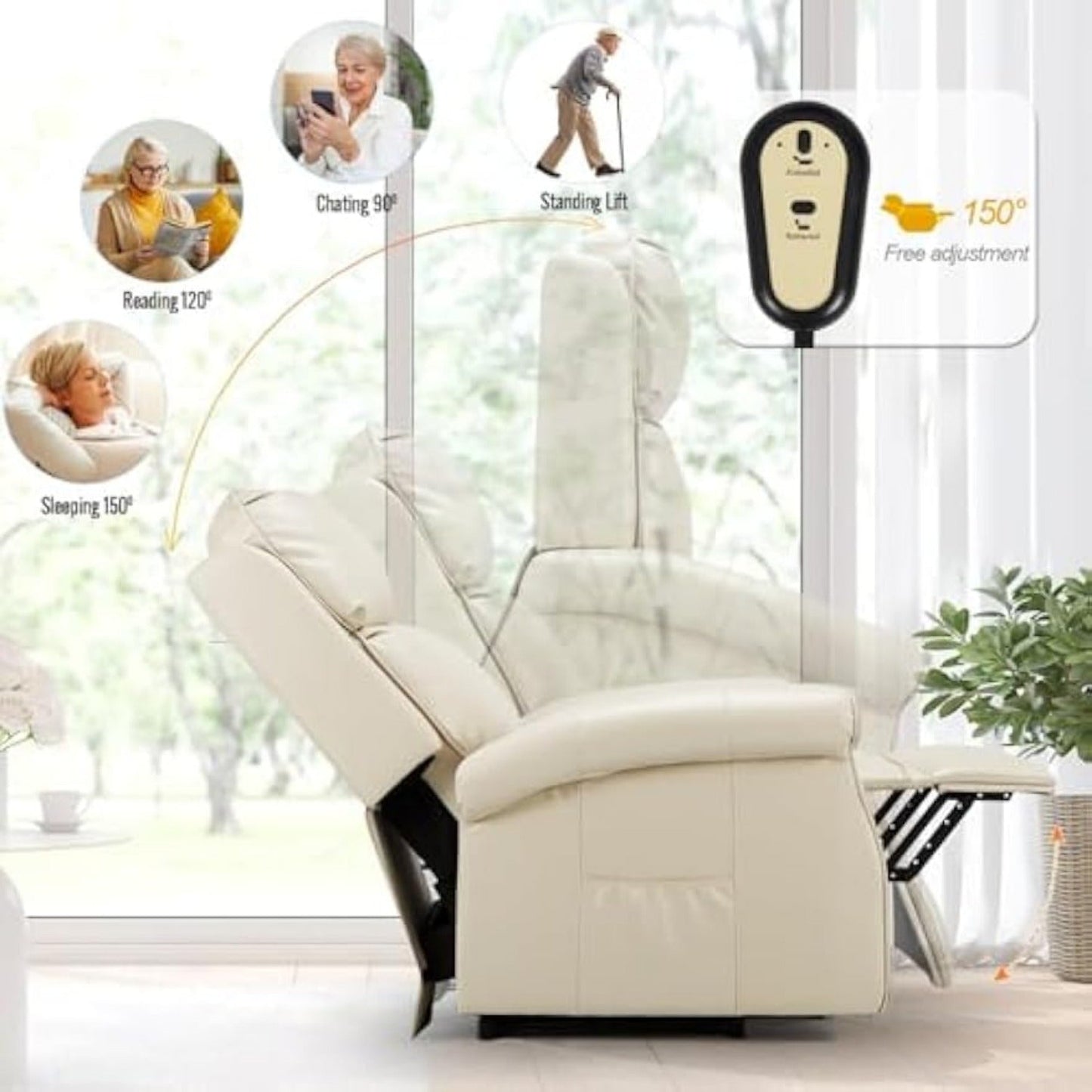 YODOLLA Electric Power Lift Recliner Chair for Elderly, Faux Leather