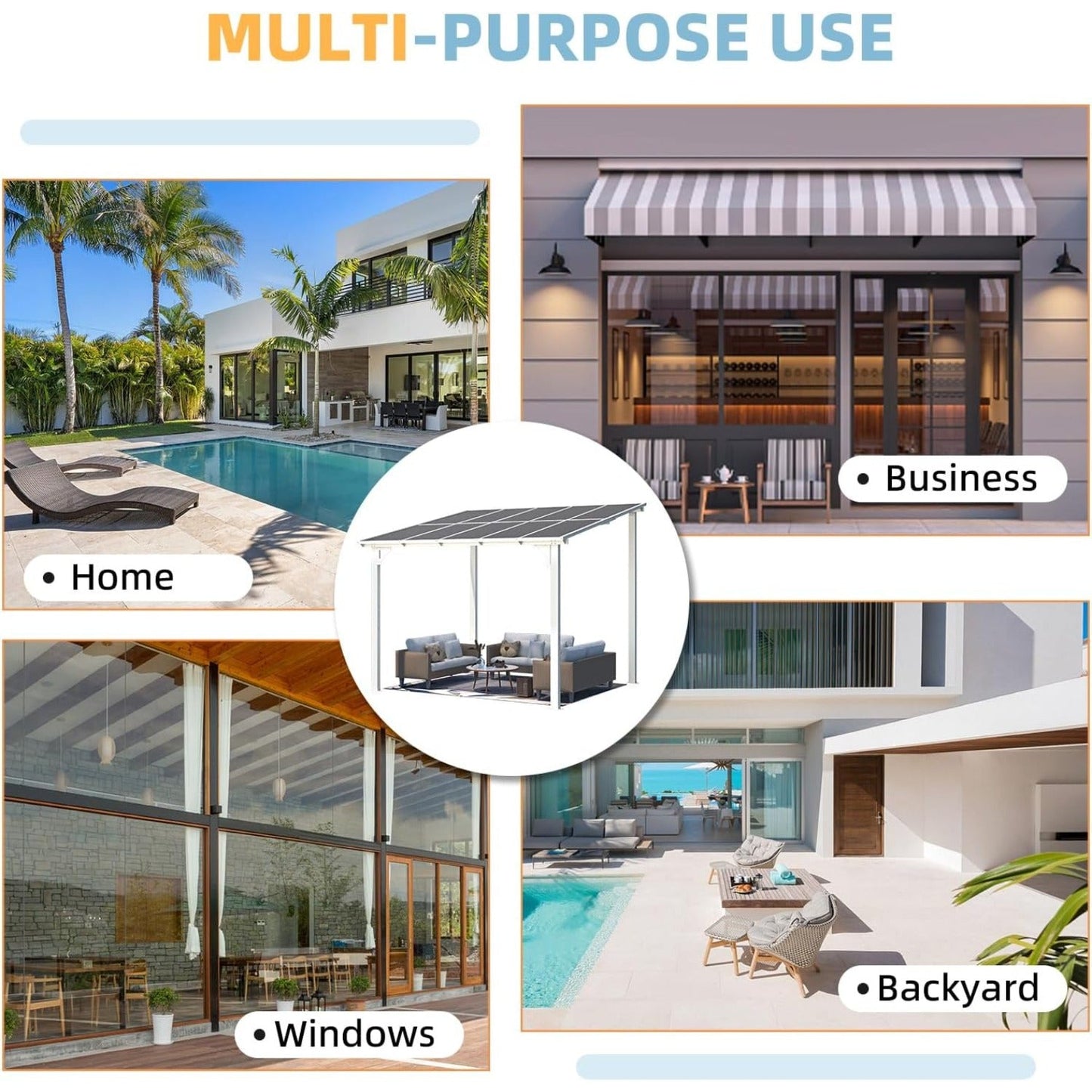 YODOLLA 10' x 8' Lean to Gazebo Pergola for Patio, White