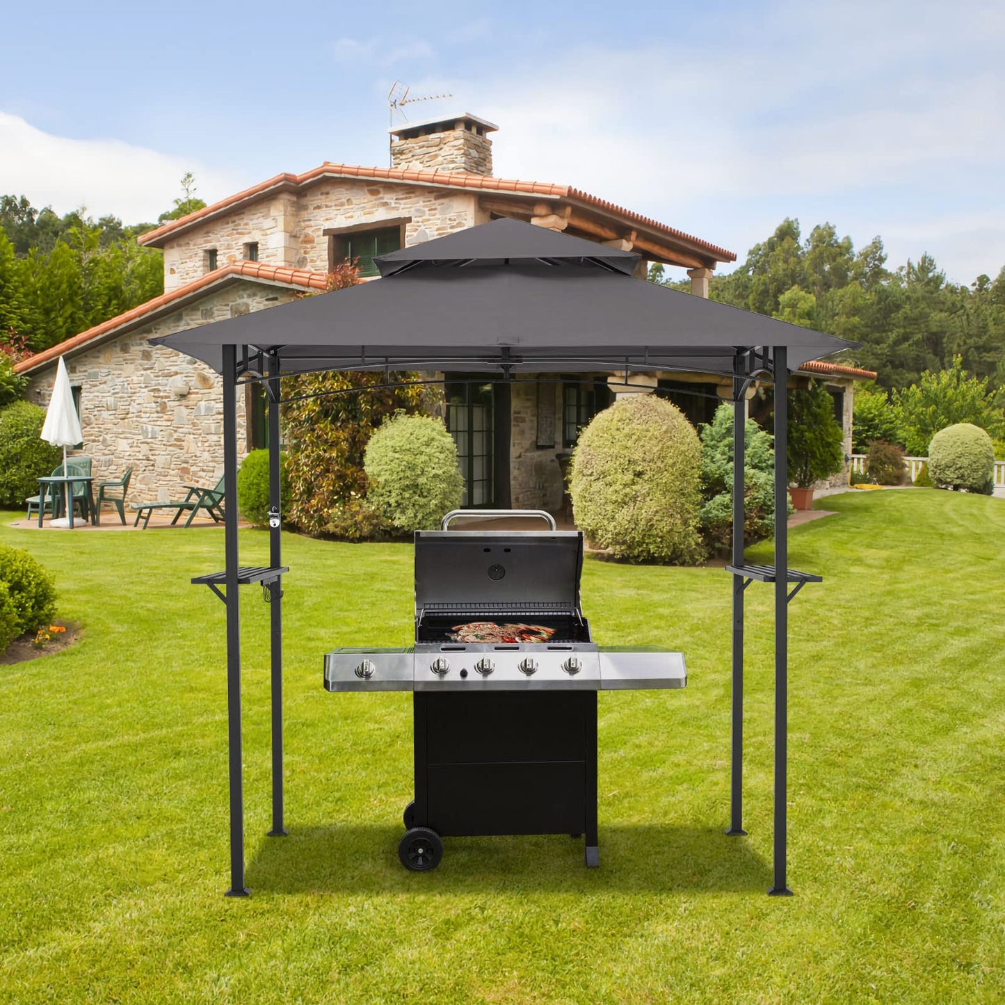 YODOLLA dark grey BBQ gazebo.