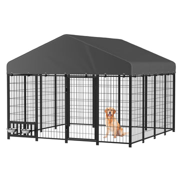YODOLLA 8' x 8' x 5.8' Outdoor Dog Kennel Medium Dog Run