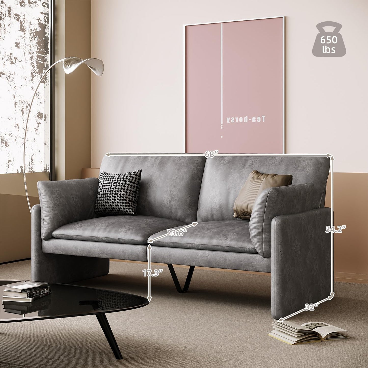 YODOLLA 68'' Modern Love Seat Sofa Couches