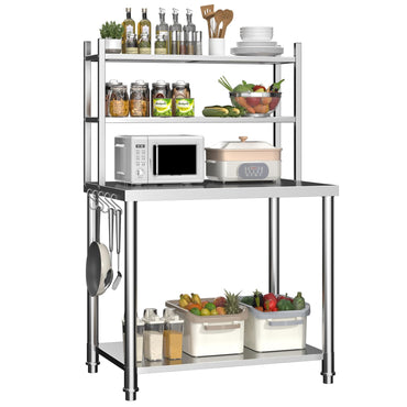 YODOLLA Stainless Steel Table with Shelves 30"x24"Work Prep Table for Kitchen