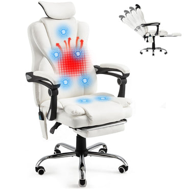 YODOLLA Office Chair with 7 Points Vibration Massage&Heat, Adjustable Ergonomic Recliner, Cream White