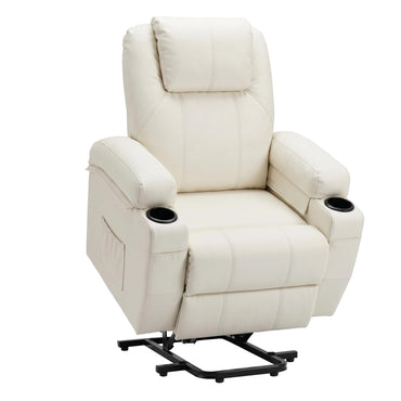 YODOLLA Power Lift Recliner Chair for Elderly with Side Pockets PU Leather, White