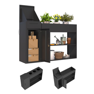 YODOLLA 3‑in‑1 Outdoor Parcel Drop Box with Raised Garden Bed & Storage Shelves