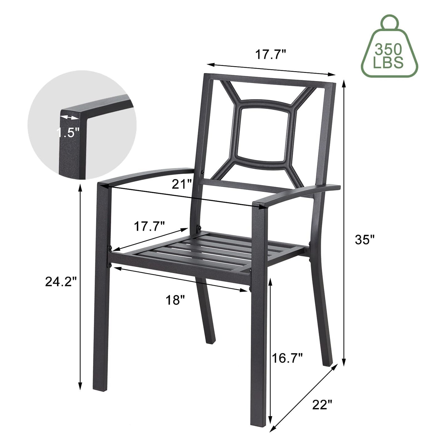 YODOLLA 2 Pieces Outdoor Dining Chairs