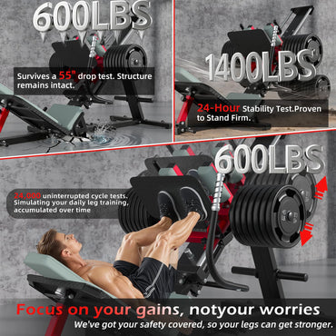 YODOLLA Leg Press Hack Squat Machine 2-in-1, Linear-Bearing Lower Body Strength Training Equipment