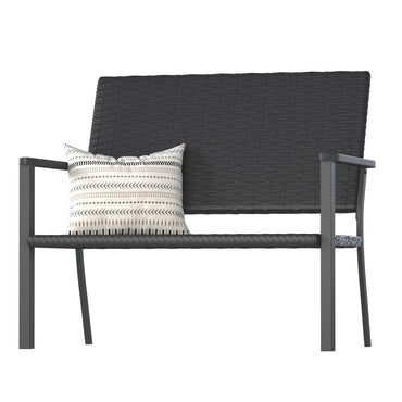 YODOLLA Outdoor Garden Bench Weatherproof Wicker Outside Benches