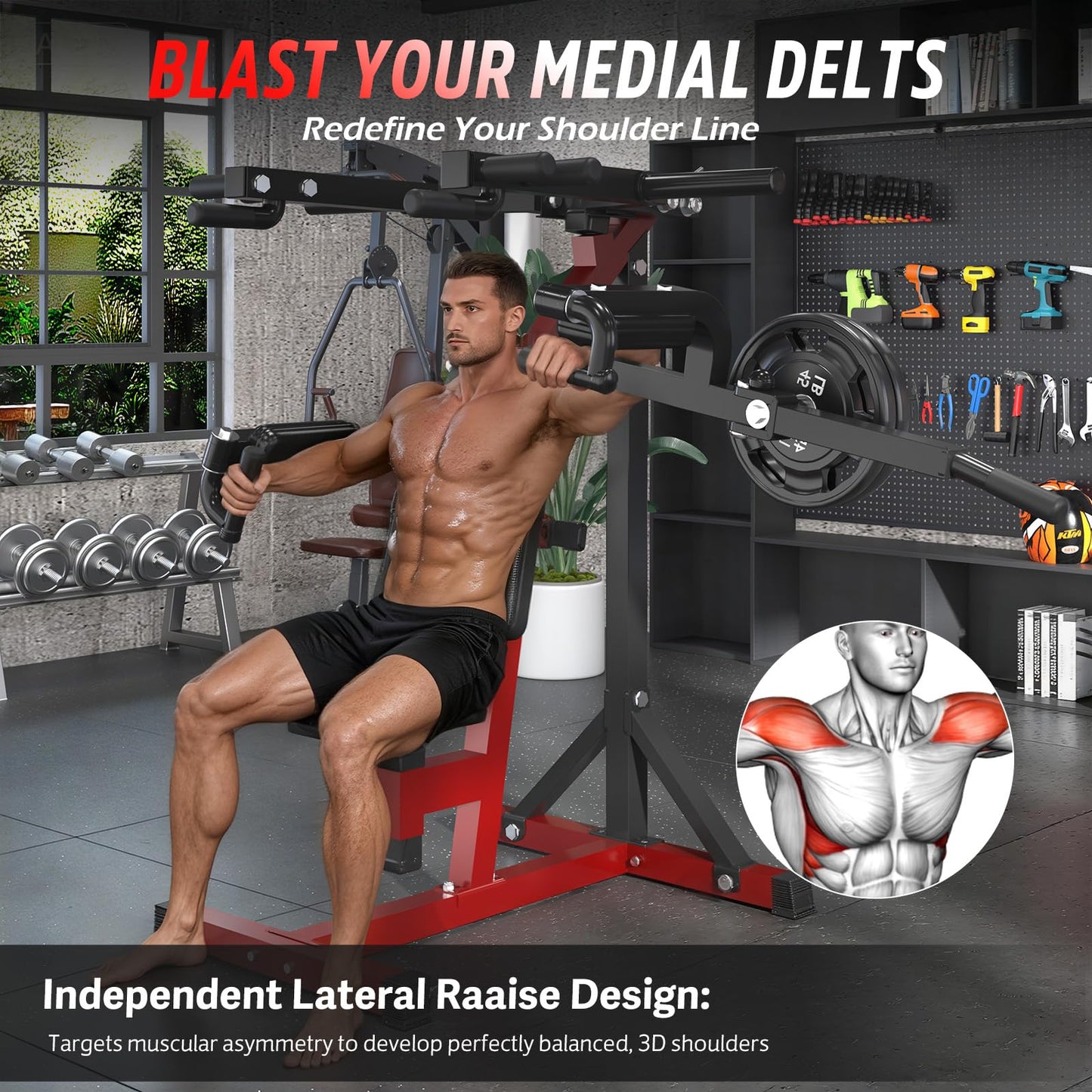 YODOLLA Deltoid and Shoulder Press Machine, 3-in-1 Shoulder-Specific Machine