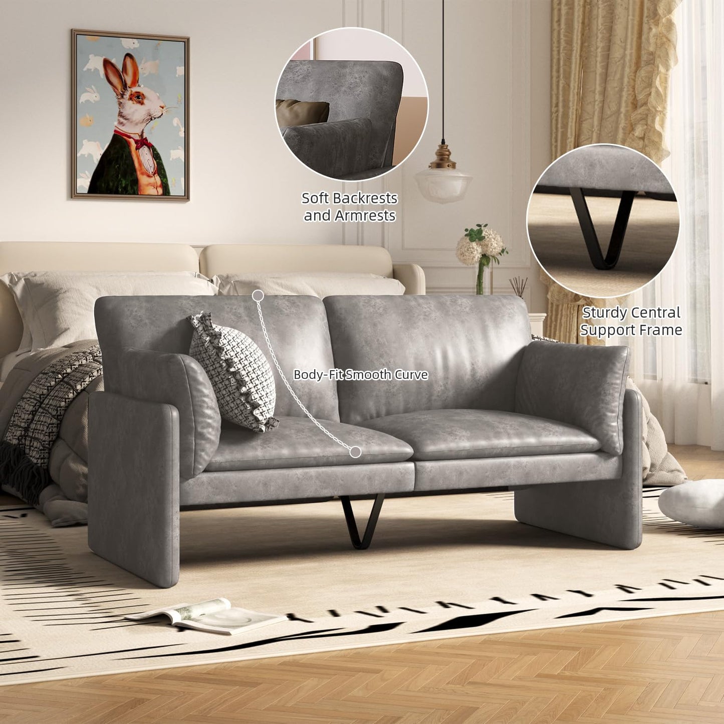 YODOLLA 68'' Modern Love Seat Sofa Couches