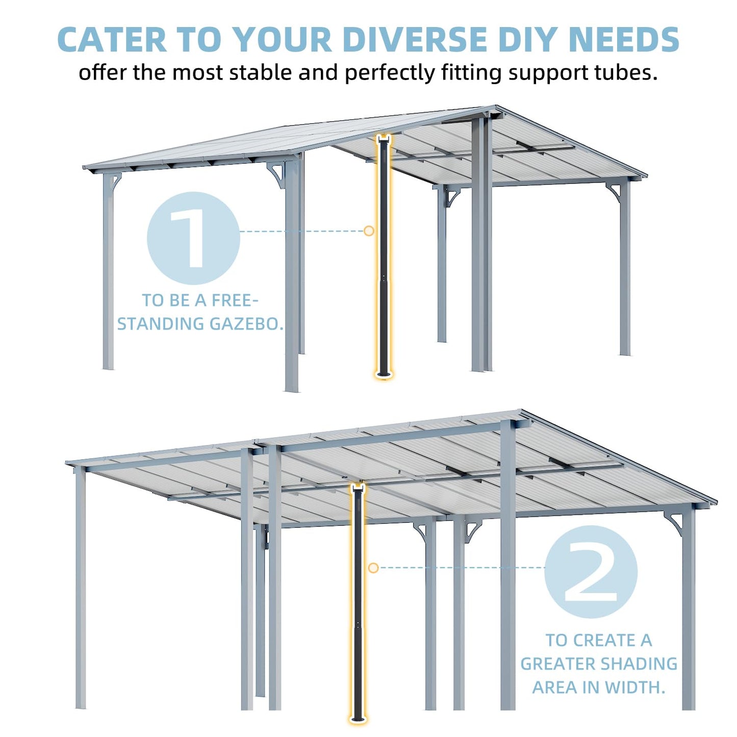 YODOLLA Universal Support Post for More Stability Suitable for All YODOLLA Lean-to Gazebo