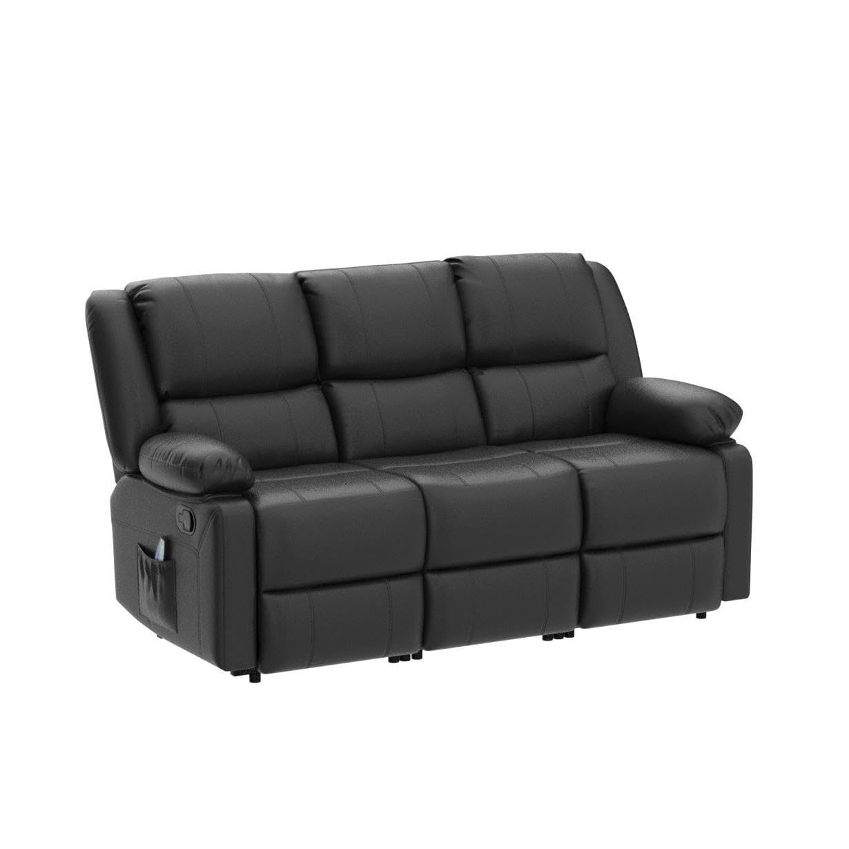 YODOLLA Reclining Sofa 3-Seater Couch, Black
