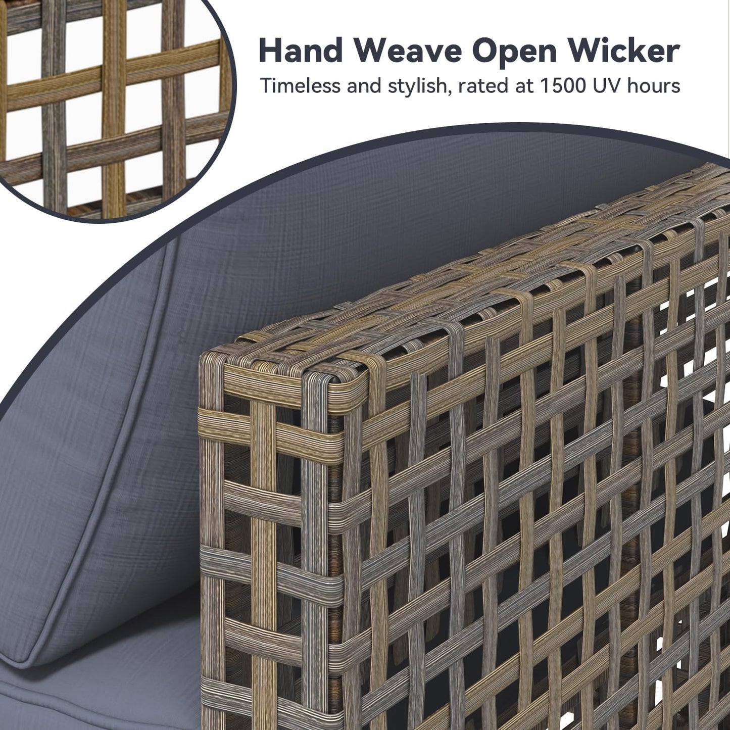YODOLLA 7-Piece Patio Furniture Set PE Rattan Wicker Conversation Set