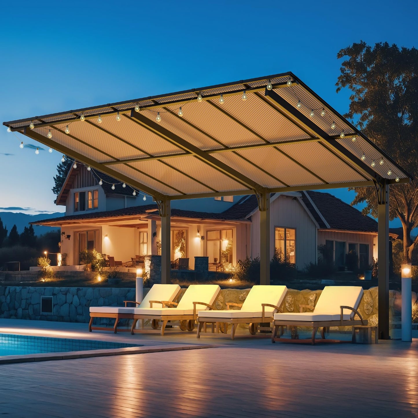 YODOLLA 14' x 10' Gazebo for Patio, Hard Top Lean to Gazebo Pergola Carport