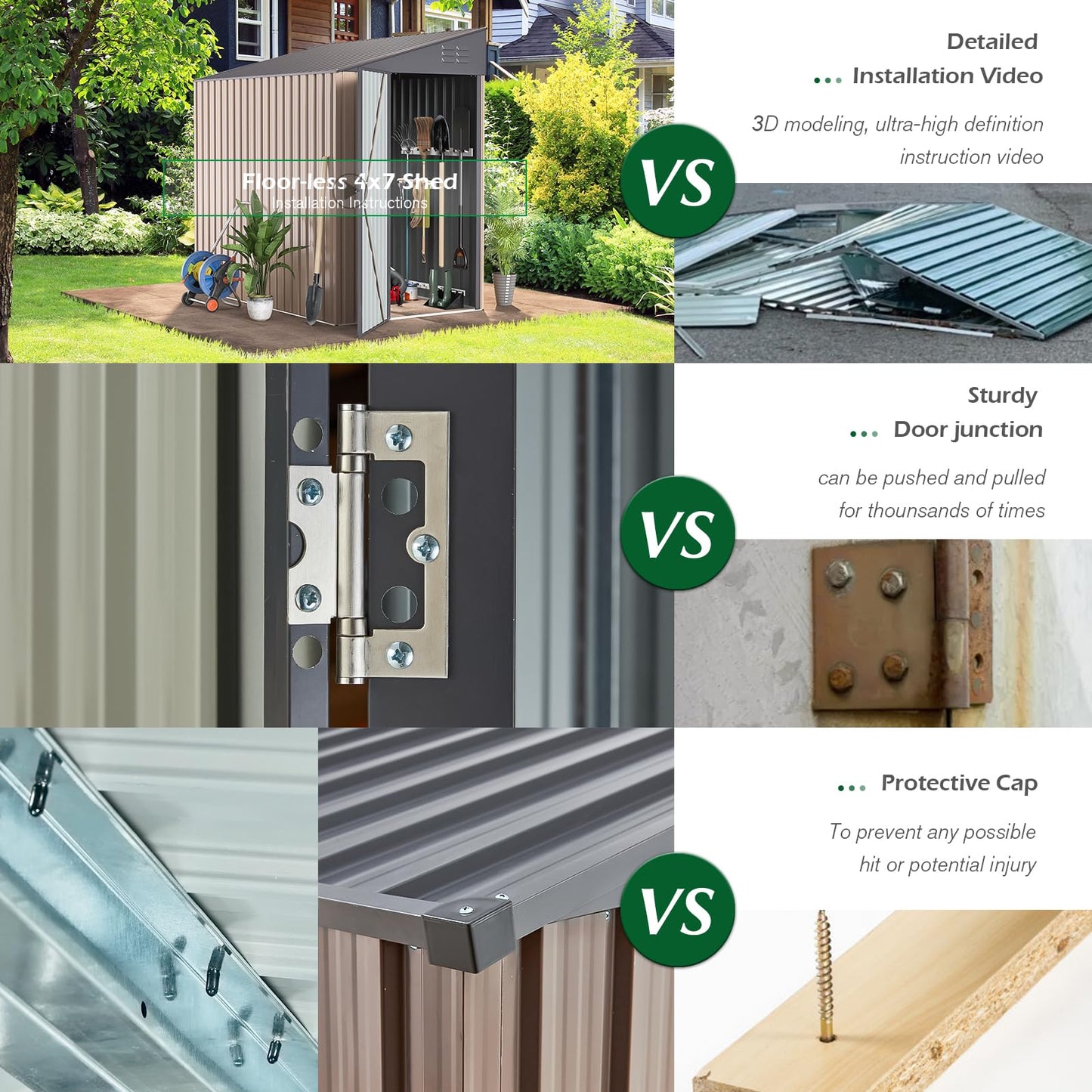 YODOLLA 4' x 7' Outdoor Lean to Storage Shed