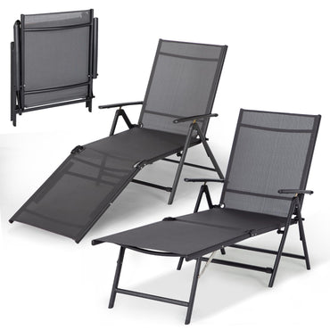 YODOLLA Outdoor Chaise Lounge Set of 2, Adjustable Reclining Folding Pool Lounger