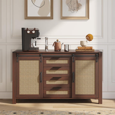 YODOLLA Rattan Sideboard Buffet Cabinet Wicker Kitchen Cabinet
