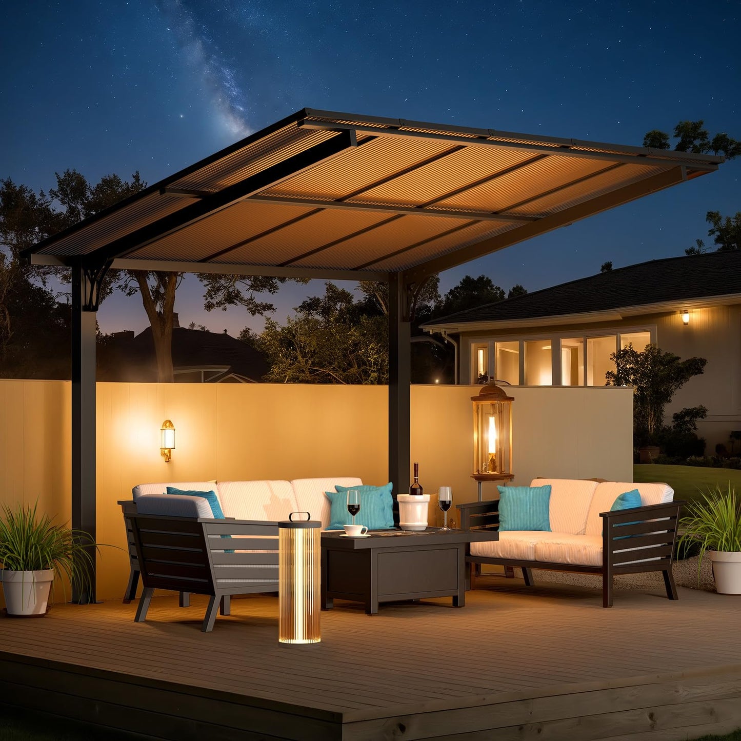 YODOLLA 10' x 8' Lean to Gazebo for Patio, Small Freestanding Pergola